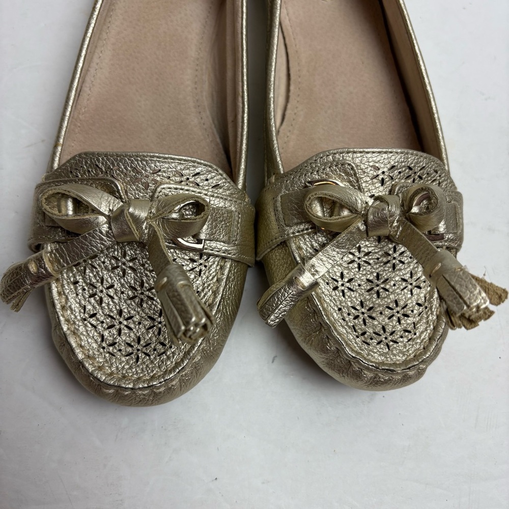 NWT Alex Marie Gold Courtney Totes Gold Moccasin Flats Women’s size 9.5 Leather - Picture 5 of 10